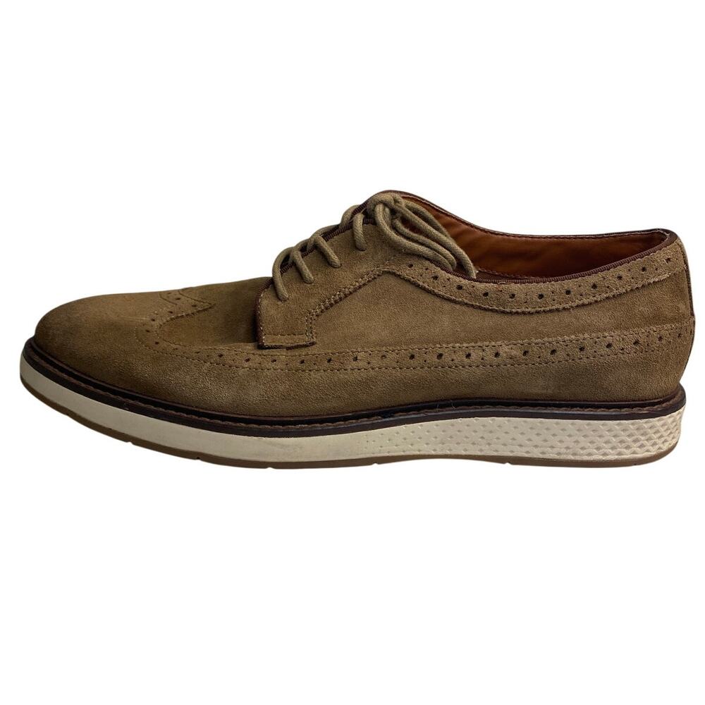Mens Vince Camuto Brown Suede Wingtip Oxford Dress Shoes VY-EDWYN Size 12 Laces